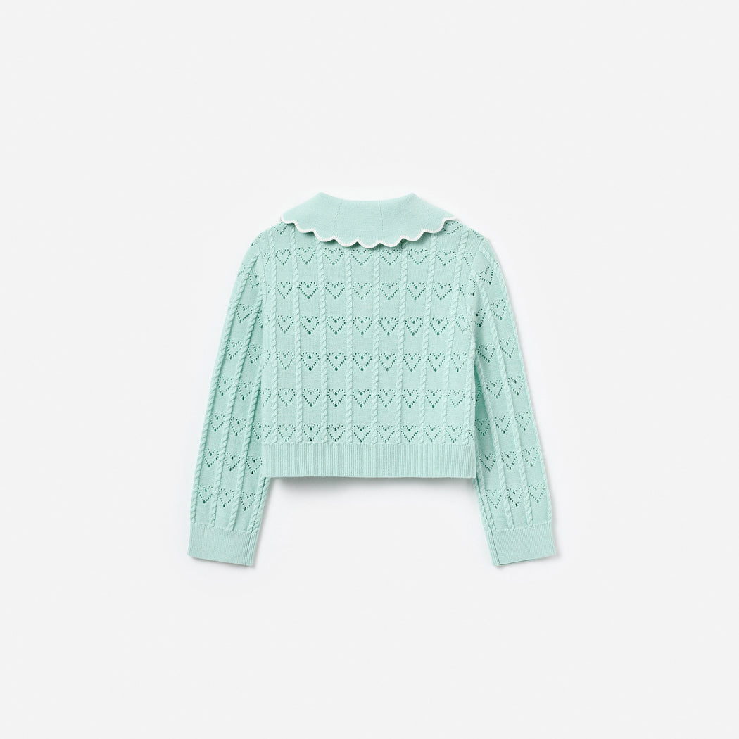 Mint Heart Knit Cardigan
