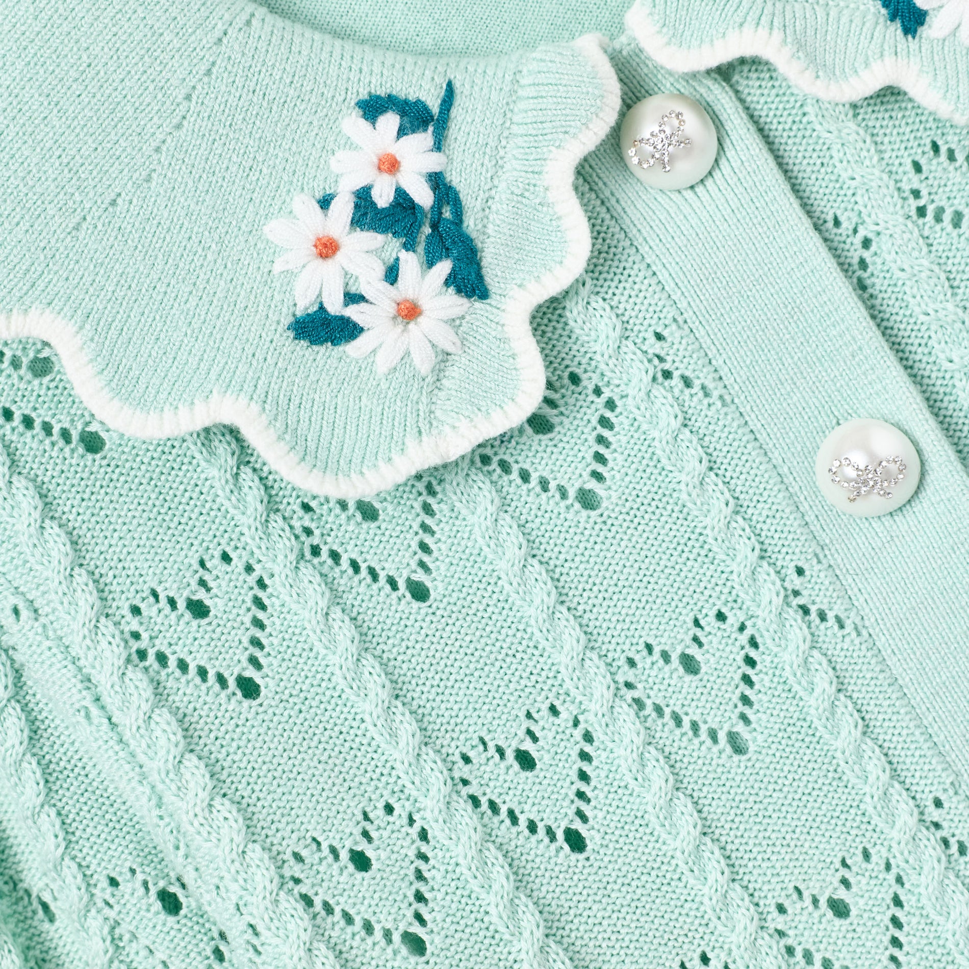 Mint Heart Knit Cardigan