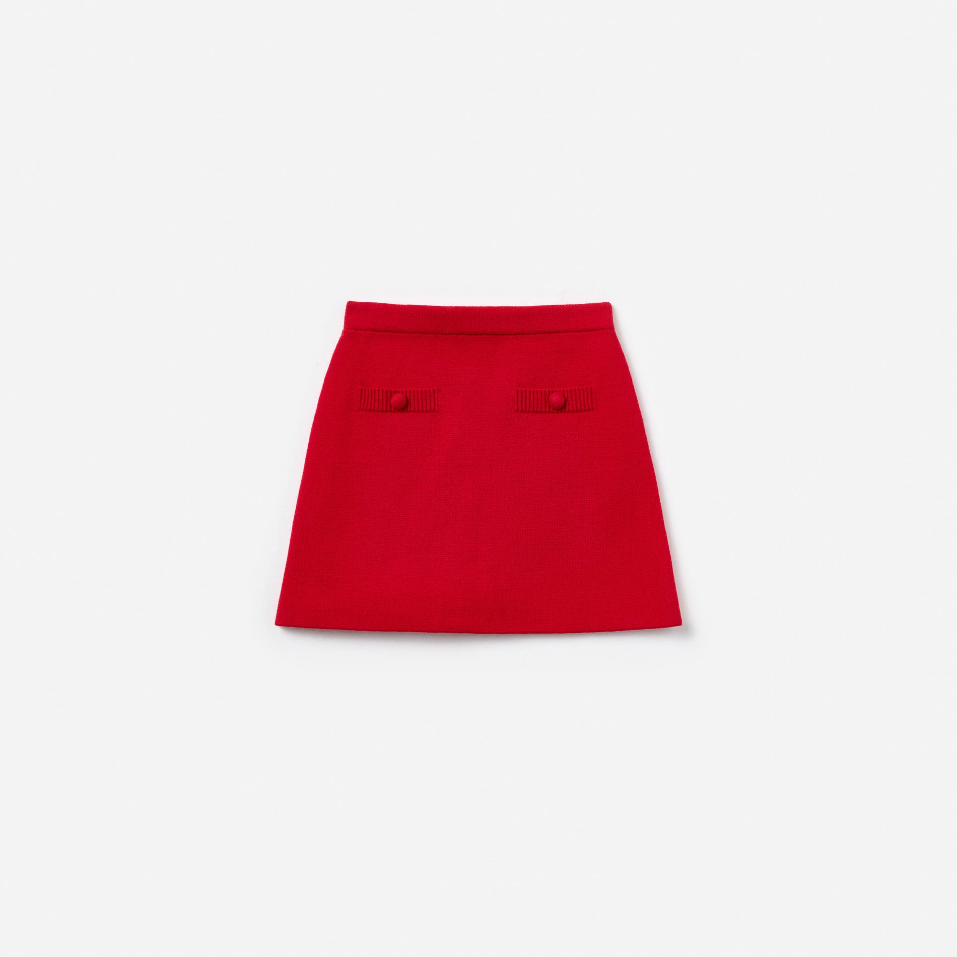 Red Flower Trim Knit Skirt