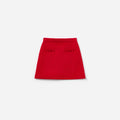 Red Flower Trim Knit Skirt