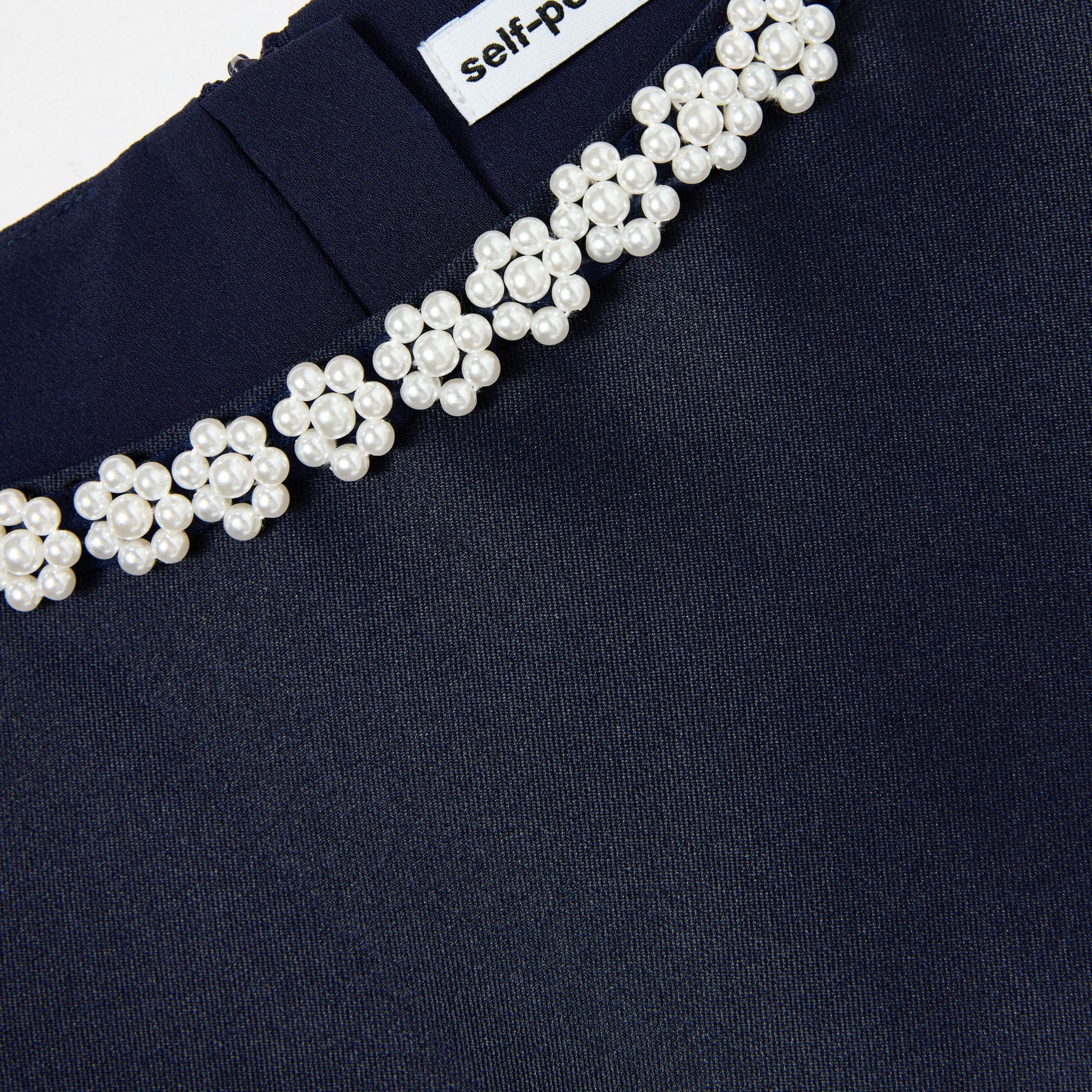 Navy Flower Scallop Taffeta Dress