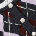 Grey Argyle Embellished Cardigan