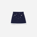 Navy Embellished Knit Skirt