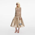 Gold Knit Taffeta Midi Dress