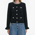 Black Crystal Button Cardigan