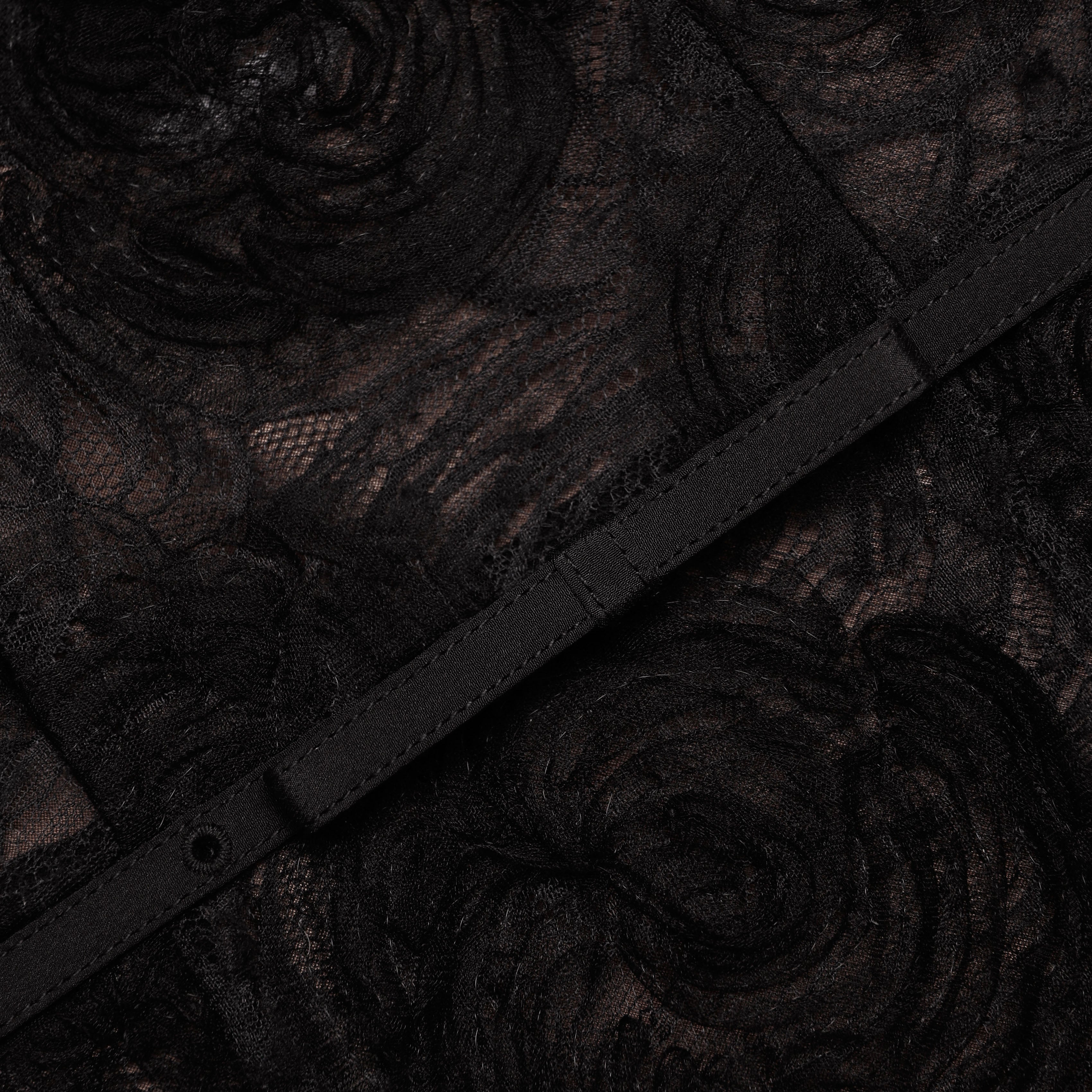 Black Tulle Lace Midi Dress