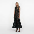 Black Guipure Lace Midi Dress
