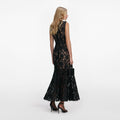 Black Guipure Lace Midi Dress