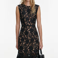 Black Guipure Lace Midi Dress