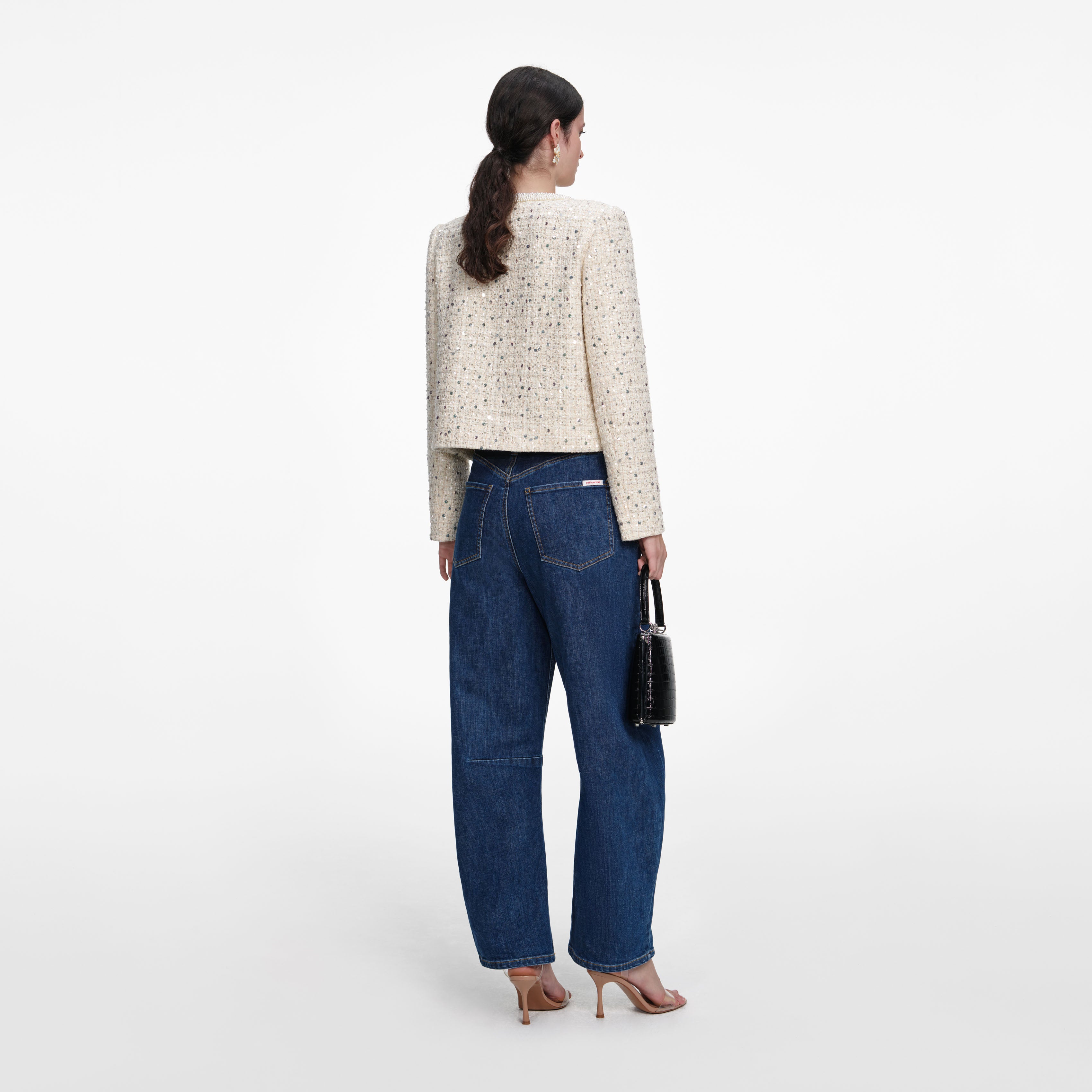 Cream Embellished Boucle Jacket