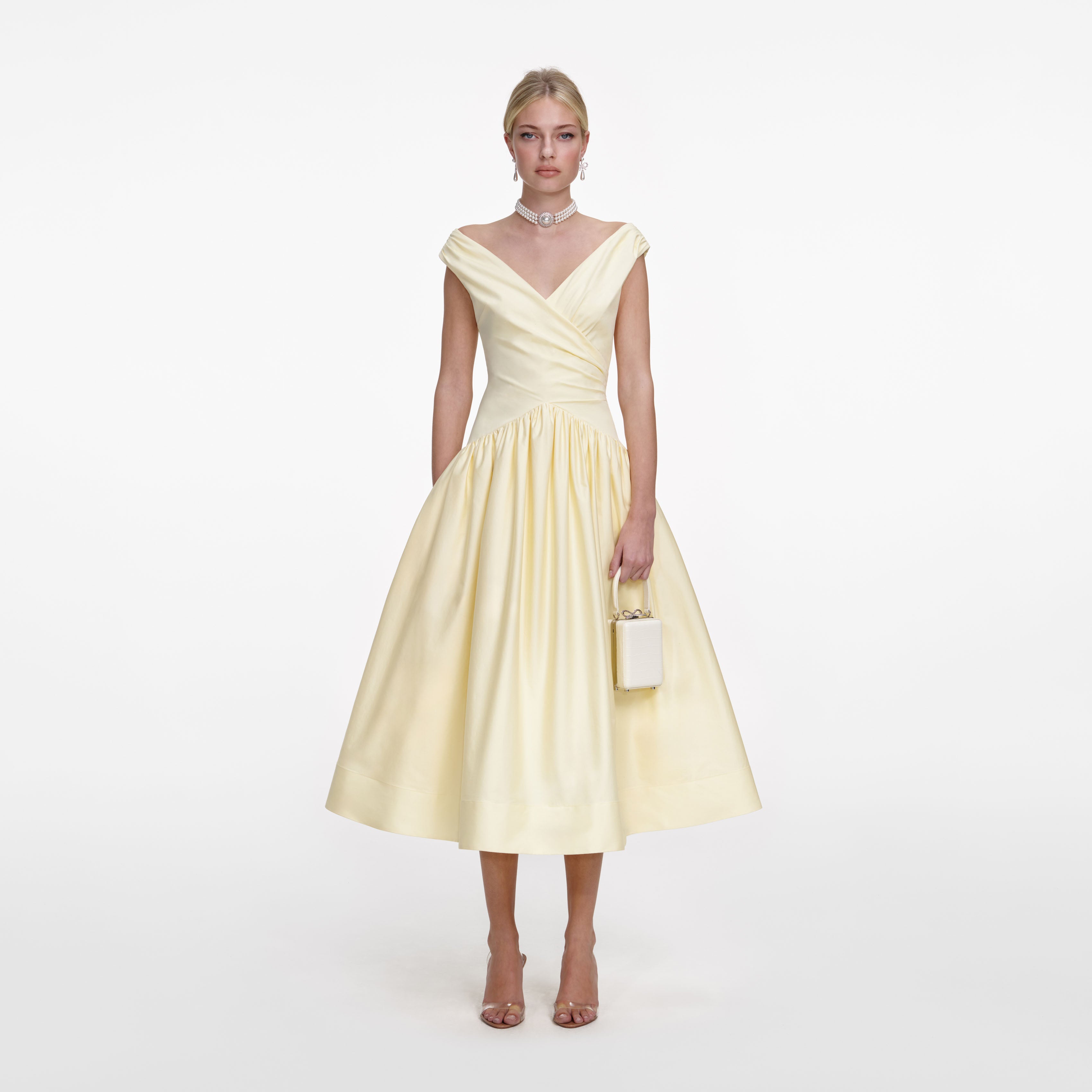 Yellow Cotton Midi Dress – self-portrait