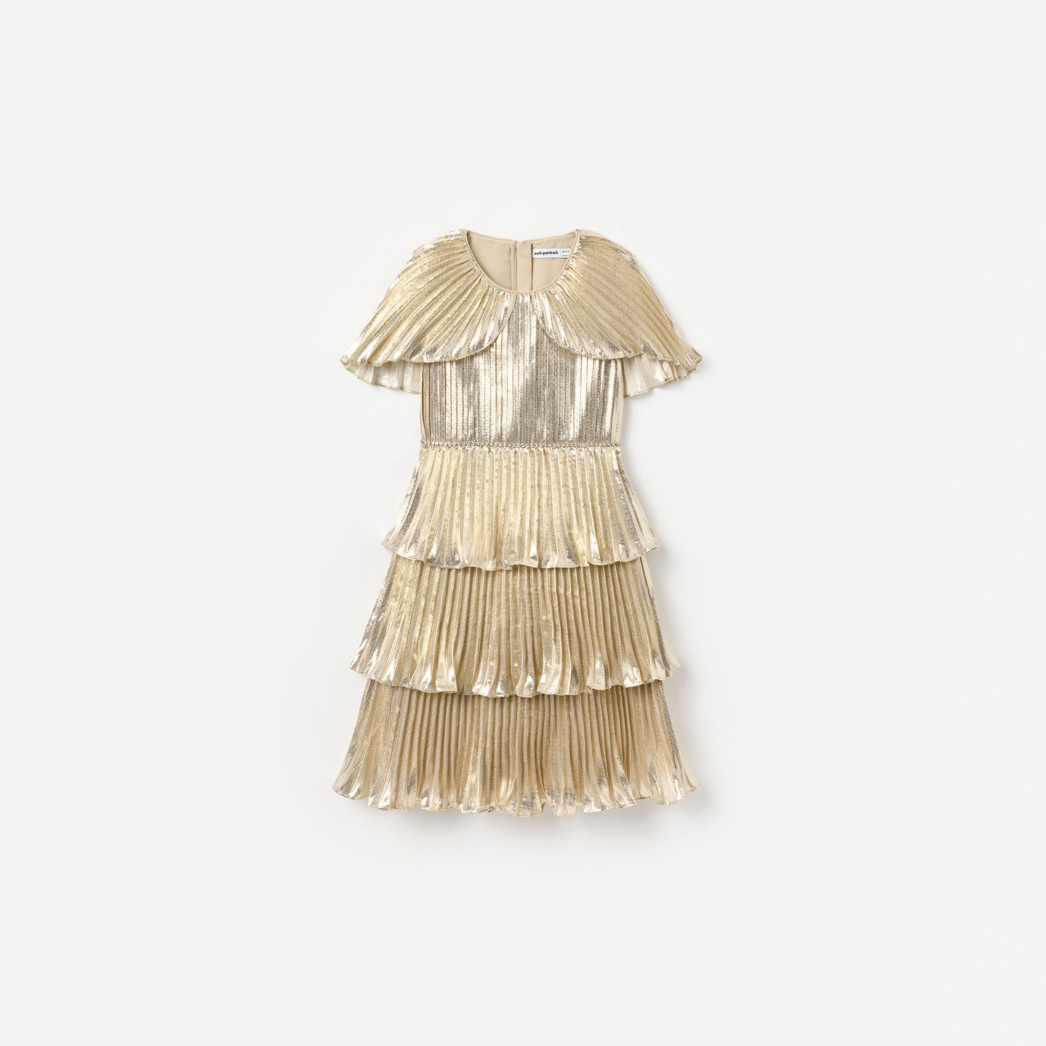 Gold Metallic Tiered Dress – self-portrait