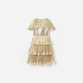 Gold Metallic Tiered Dress