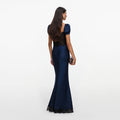 Navy Viscose Lace Maxi Dress