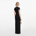 Black Jersey Draped Maxi Dress