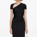 Black Jersey Draped Maxi Dress