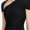 Black Jersey Draped Maxi Dress
