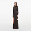 Brown Jersey Open Back Maxi Dress