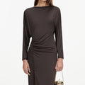 Brown Jersey Open Back Maxi Dress