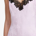 Pink Satin Contrast Lace Mini Dress