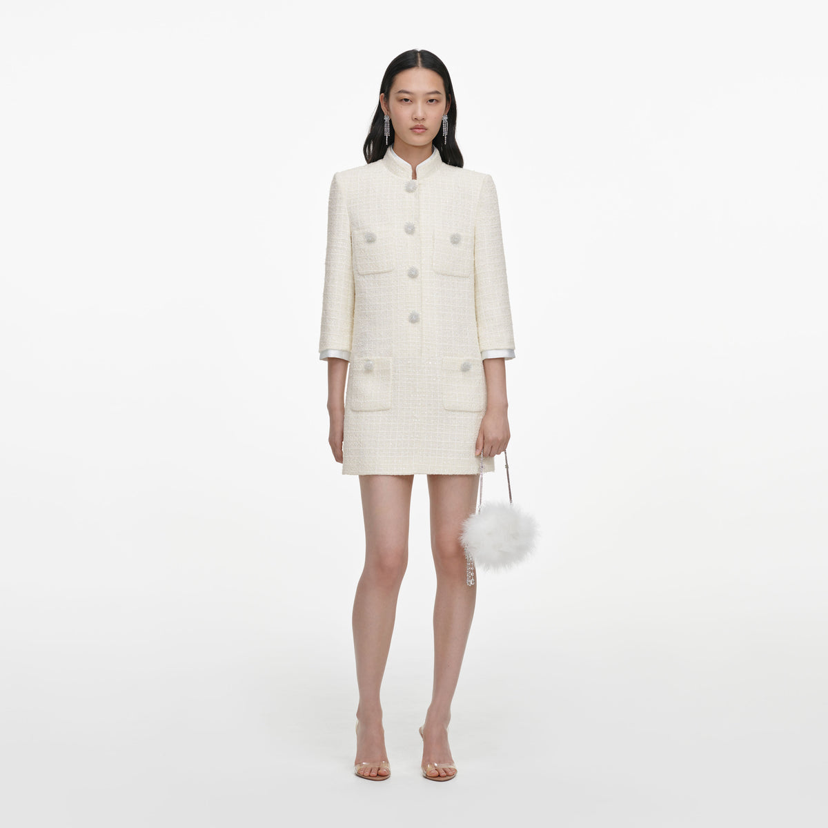 Cream Boucle Mini Dress