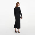 Black Tailored Brooch Midi Dress
