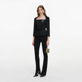 Black Tailored Brooch Top