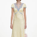 Yellow Viscose Lace Midi Dress