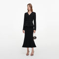 Black Sequin Knit Midi Dress