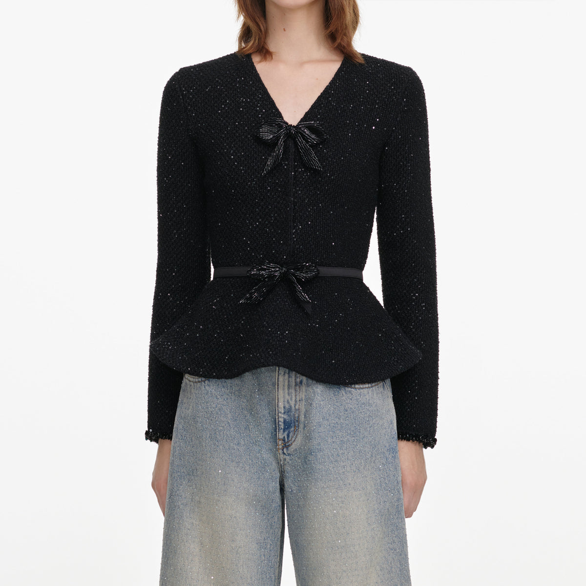 Black Sequin Knit Top