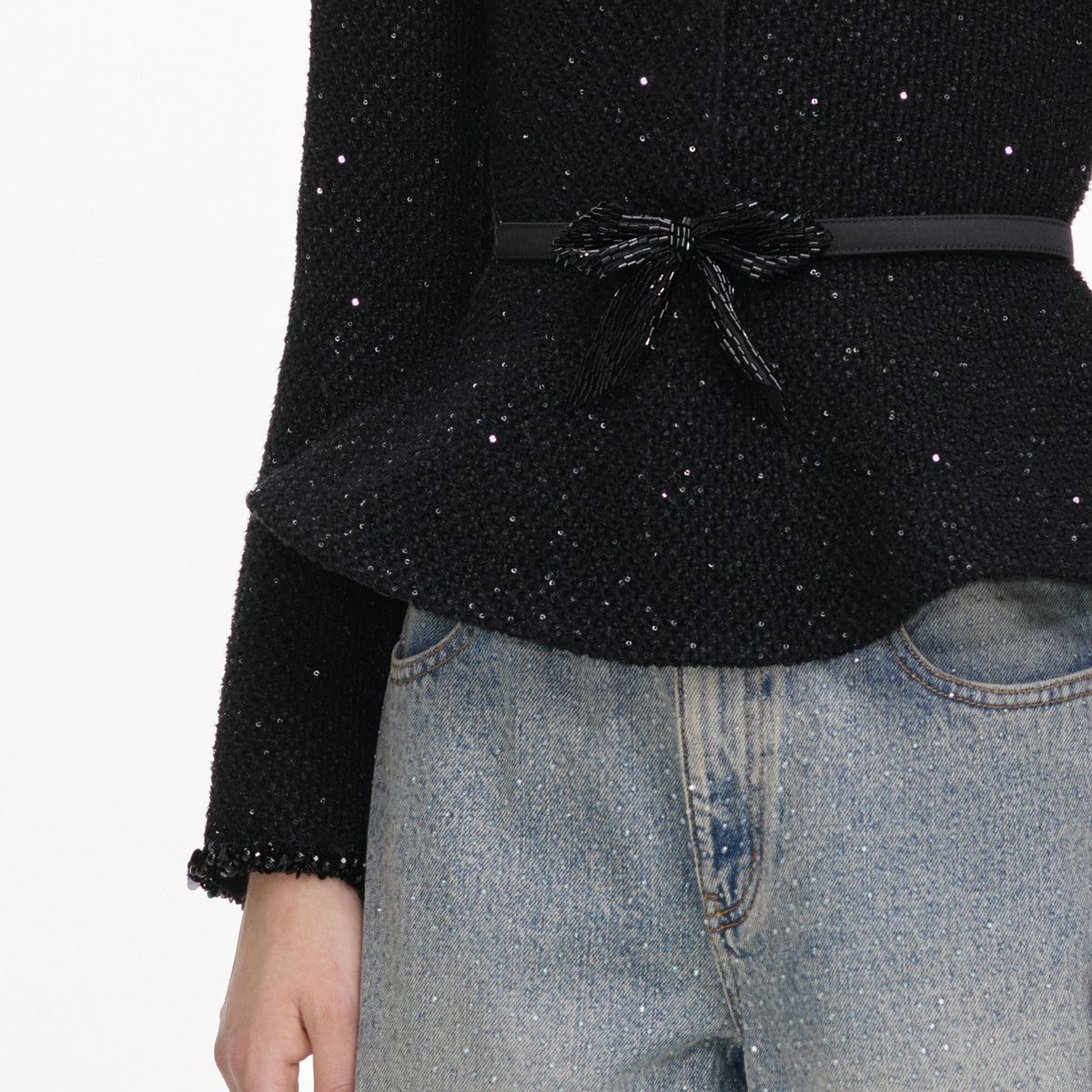 Black Sequin Knit Top