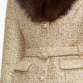 Gold Sequin Boucle Fur Collar Jacket
