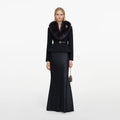 Black Tailored Fur Collar Maxi Dress