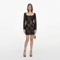 Black Sequin Lace Mini Dress