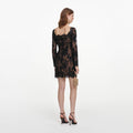 Black Sequin Lace Mini Dress