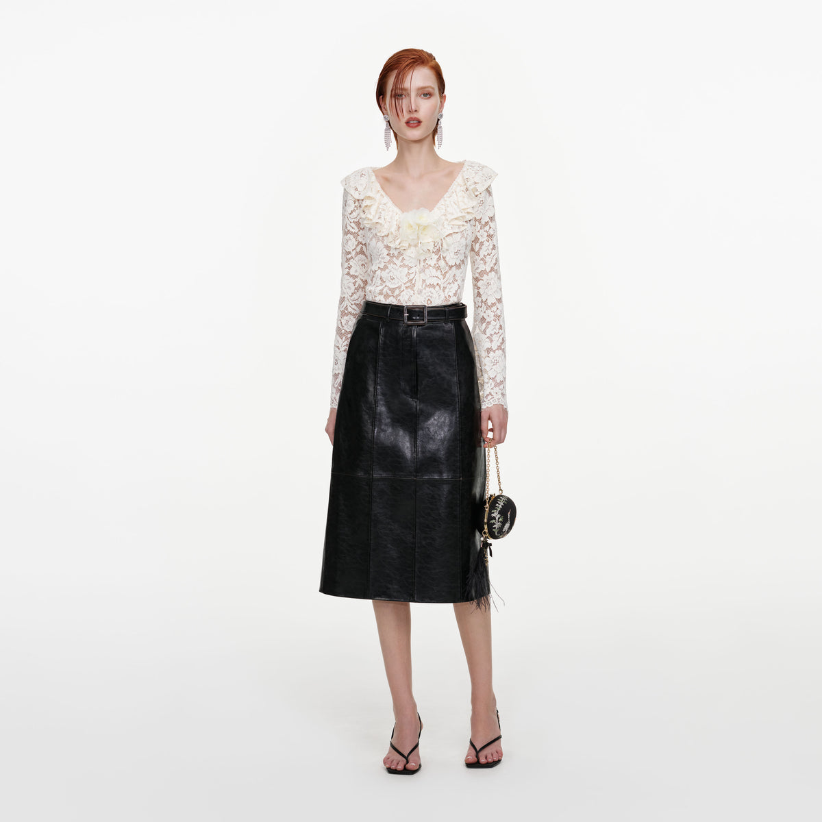 Cream Lace Frill Top