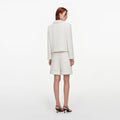 Cream Sequin Boucle Pearl Trim Jacket