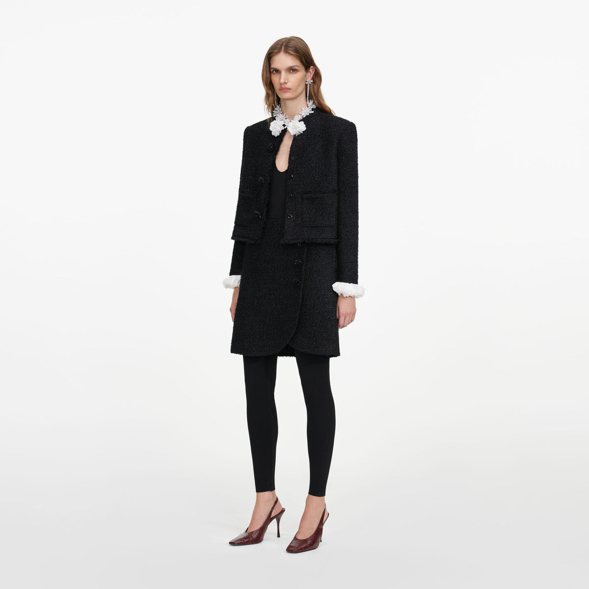 Black Boucle Flower Jacket
