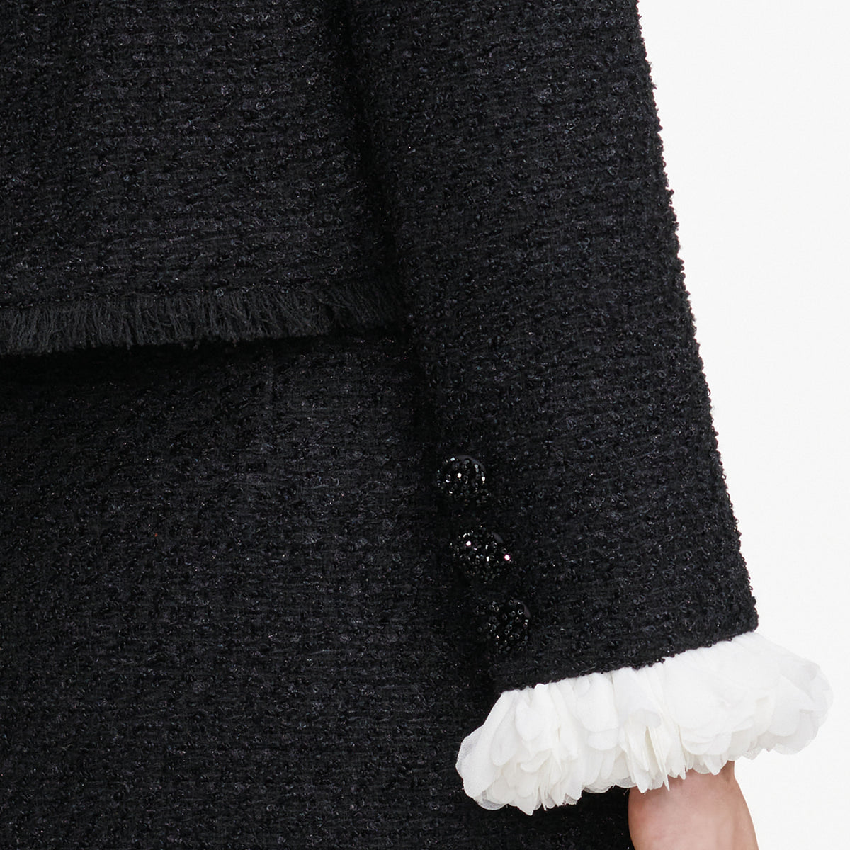 Black Boucle Flower Jacket