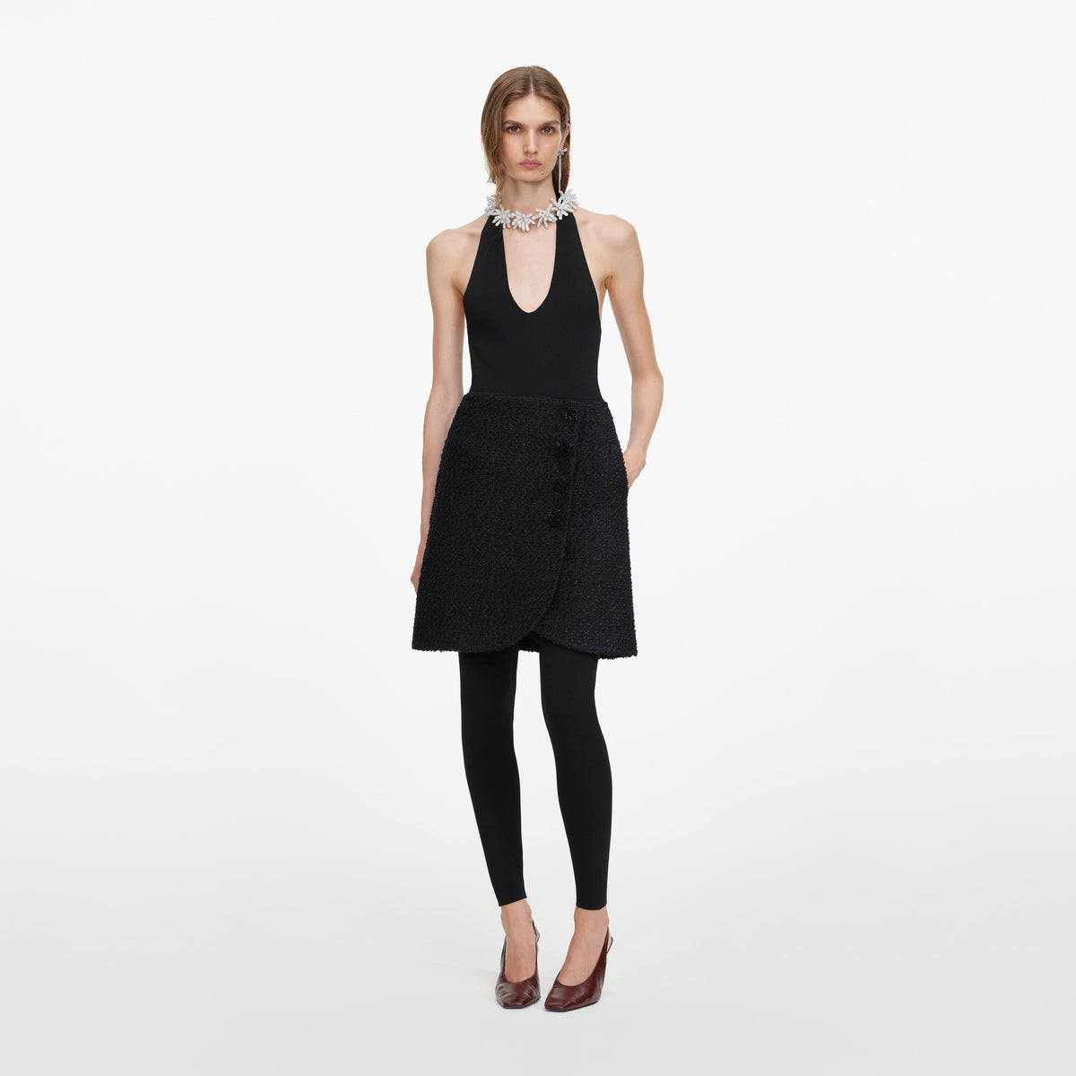 Black Boucle Mini Skirt