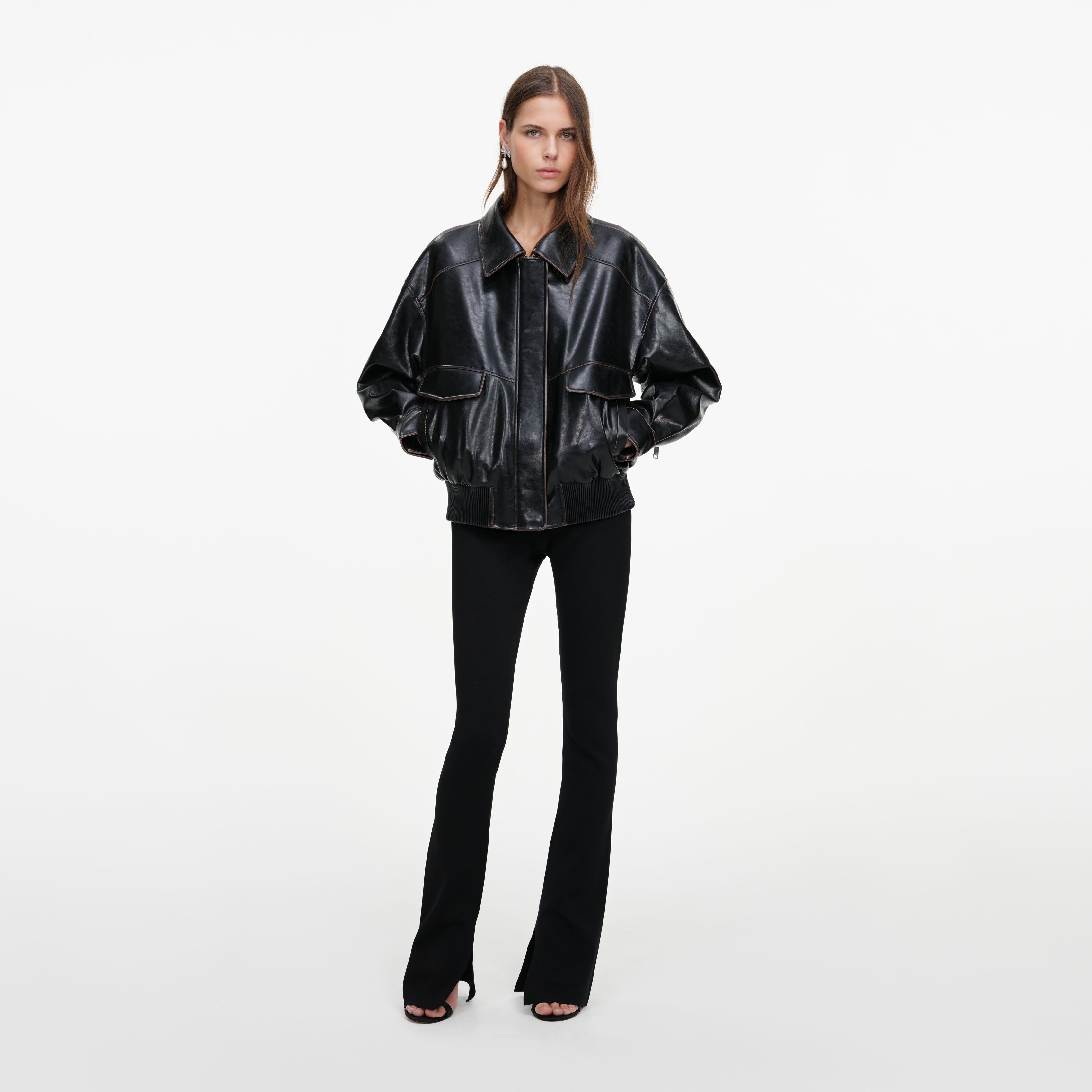 Black Oversized Faux Leather Jacket