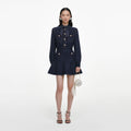 Navy Textured Knit Mini Dress