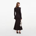 Brown Fringe Knit Midi Dress