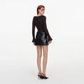 Brown Ruffle Knit Bodysuit