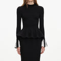 Black Lace Insert Knit Midi Dress