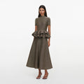 Bronze Peplum Knit Midi Dress