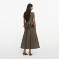 Bronze Peplum Knit Midi Dress