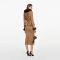 Gold Fur Collar Knit Midi Dress