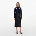 Navy Sequin Embellished Knit Cardigan