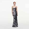 Silver Fil Coupe Maxi Dress